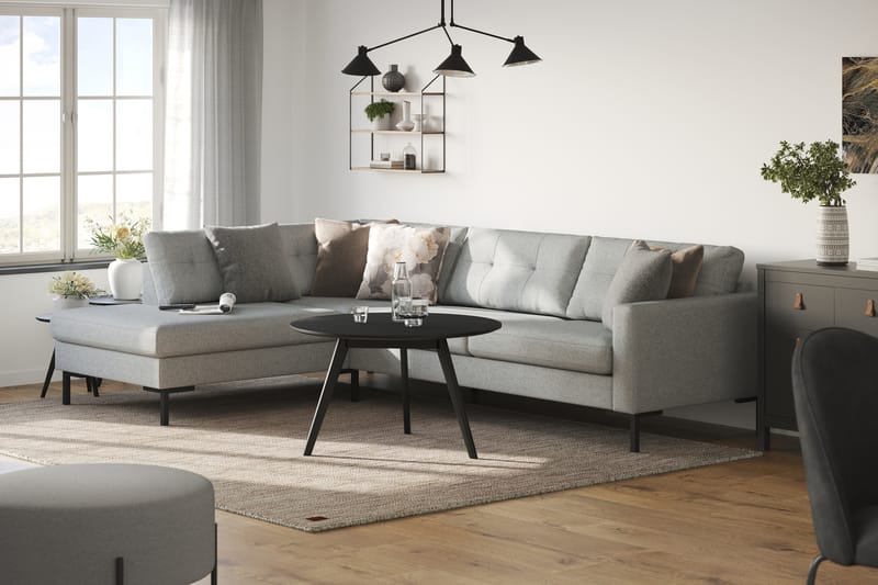 Frillestad 4-sits Vänstervänd L-formad Schäslongsoffa i Tyg - Grå - Möbler - Soffa - Divansoffa & schäslongsoffa - 4 sits soffa med divan