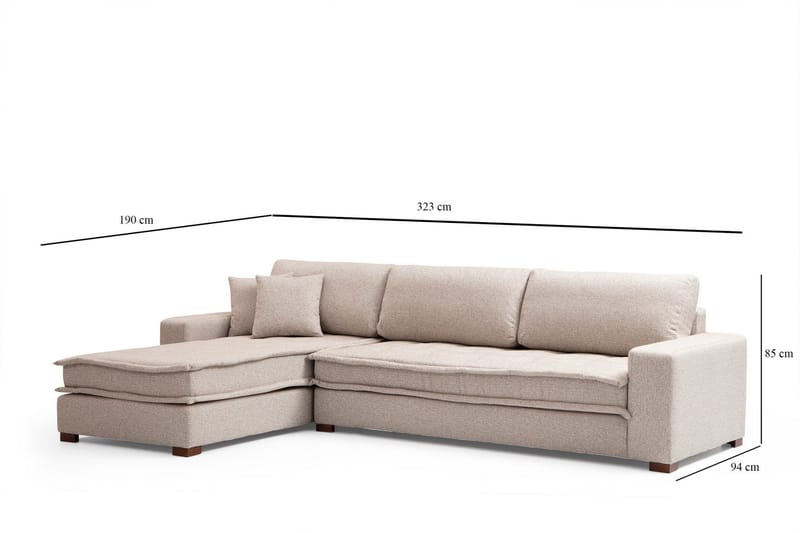 Gladfield Divansoffa 3-sits - Beige - Möbler - Soffa - Divansoffa & schäslongsoffa - 3 sits soffa med divan