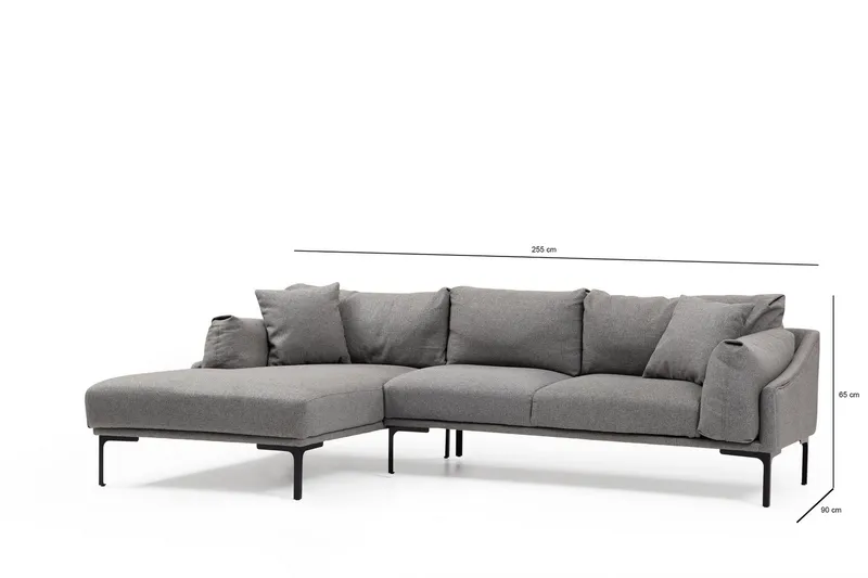 Glenure Soffa m. Divan 4-sits - Grå - Möbler - Soffa - Divansoffa & schäslongsoffa - 4 sits soffa med divan