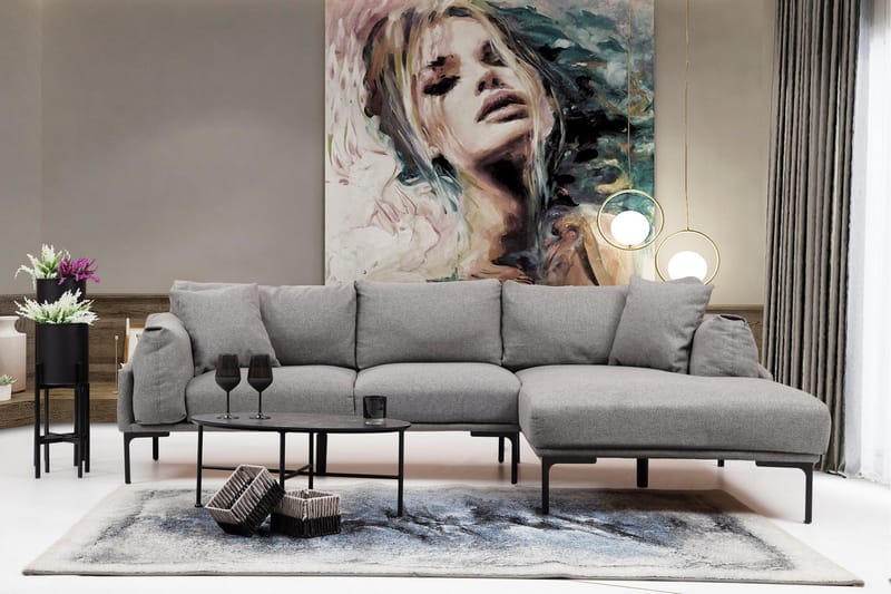 Glenure Soffa m. Divan 4-sits - Grå - Möbler - Soffa - Divansoffa & schäslongsoffa - 4 sits soffa med divan