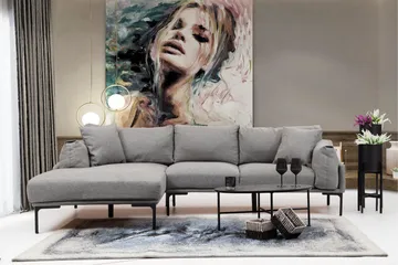 Glenure Soffa m. Divan 4-sits - Grå - Möbler - Soffa - Divansoffa & schäslongsoffa - 4 sits soffa med divan