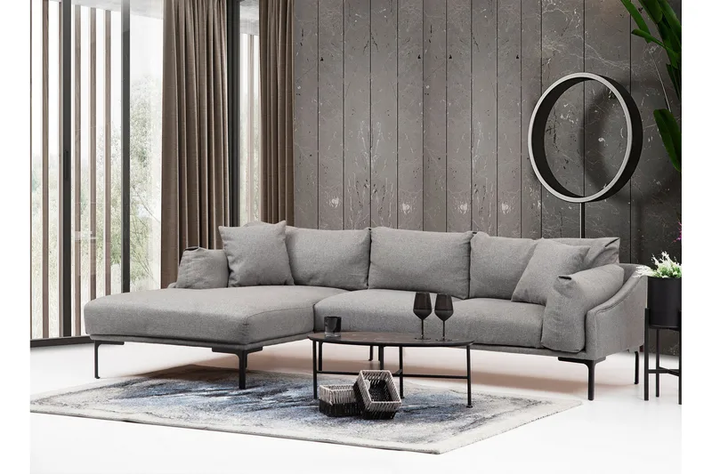 Glenure Soffa m. Divan 4-sits - Grå - Möbler - Soffa - Divansoffa & schäslongsoffa - 4 sits soffa med divan