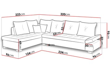 Hörnbäddsoffa Lord 320x223x95 cm - Grå - Möbler - Soffa - Divansoffa & schäslongsoffa