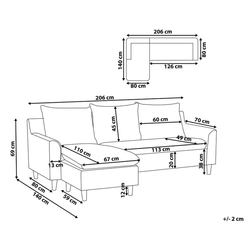 Hörnsoffa Elvenes - Grå, mörkt trä/Högervänd - Möbler - Soffa - Hörnsoffa - Hörnsoffa med divan