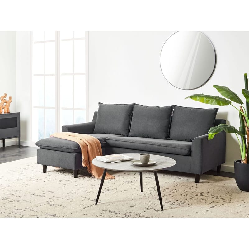 Hörnsoffa Elvenes - Mörkgrå, mörkt trä/Högervänd - Möbler - Soffa - Hörnsoffa