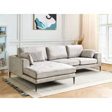 Hörnsoffa Flam - Grå, svart/Högervänd/Sammet - Möbler - Soffa - Hörnsoffa - Hörnsoffa med divan