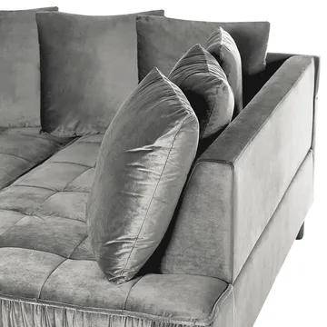 Hörnsoffa Grena - Grå, mörkt trä - Möbler - Soffa - Sammetssoffa