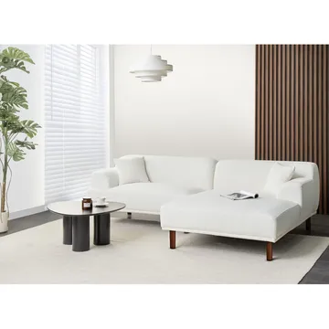 Hörnsoffa Holt - Vit, brun/Bouclé - Möbler - Soffa - Hörnsoffa - Hörnsoffa med divan