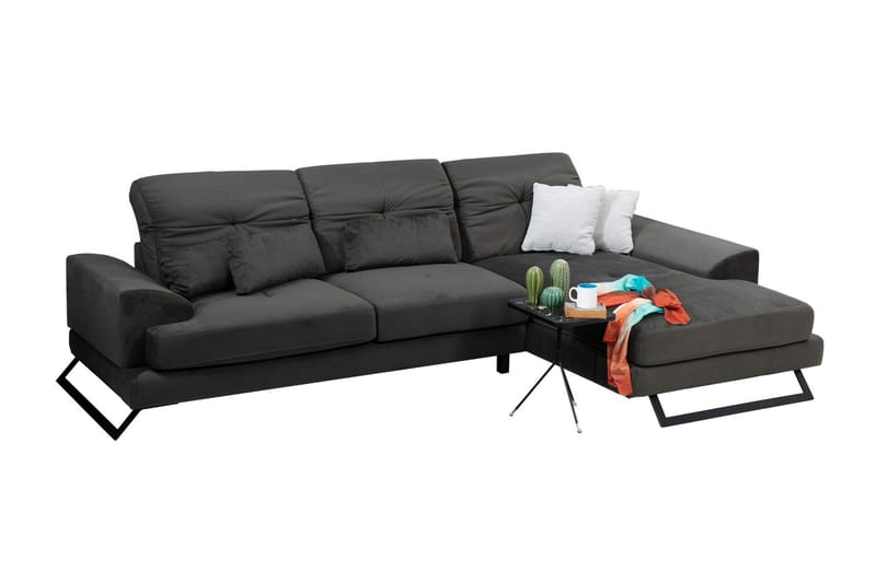 Hörnsoffa Janavia med Divan Höger - Svart - Möbler - Soffa - Divansoffa & schäslongsoffa