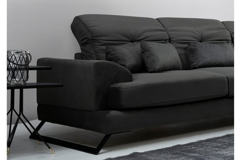 Hörnsoffa Janavia med Divan Höger - Svart - Möbler - Soffa - Divansoffa & schäslongsoffa