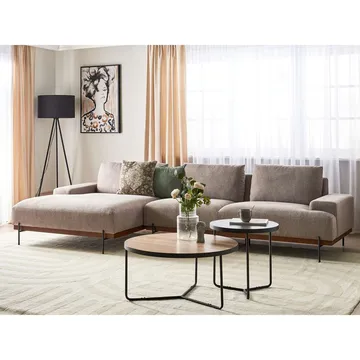 Hörnsoffa Mariferd - Ljusbrun, svart, mörkt trä/Högervänd - Möbler - Soffa - Hörnsoffa - Hörnsoffa med divan