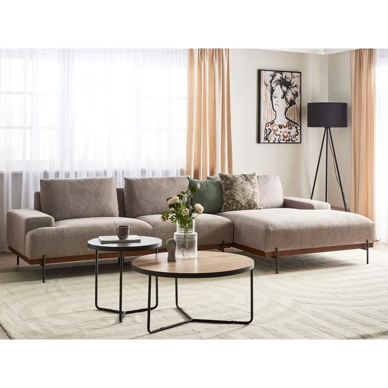 Hörnsoffa Mariferd - Ljusbrun, svart, mörkt trä/Vänstervänd - Möbler - Soffa - Hörnsoffa - Hörnsoffa med divan