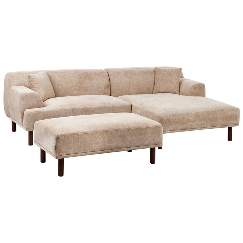 Hörnsoffa med fotpall Holt - Beige, brun/Polyester - Möbler - Soffa - Hörnsoffa - Hörnsoffa med divan