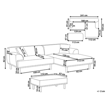 Hörnsoffa med fotpall Holt - Vit, brun/Bouclé - Möbler - Soffa - Hörnsoffa - Hörnsoffa med divan