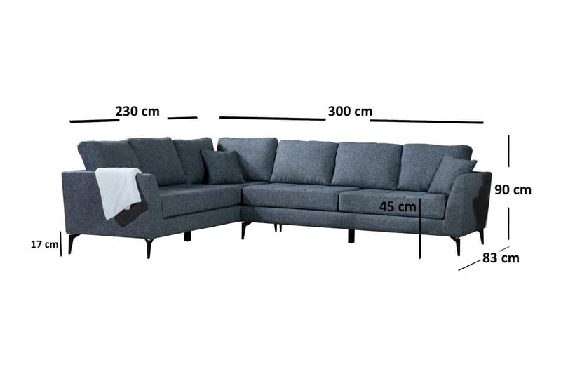 Hörnsoffa Scharlene med Divan Vänster - Grå - Möbler - Soffa - Divansoffa & schäslongsoffa