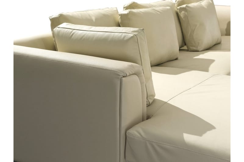 Hörnsoffa Sharmon Höger + Fotpall - Beige/Läder - Möbler - Soffa - Divansoffa & sch�äslongsoffa - 4 sits soffa med divan