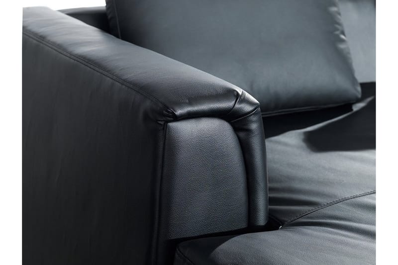 Hörnsoffa Sharmon Höger - Svart/Läder - Möbler - Soffa - Divansoffa & schäslongsoffa - 4 sits soffa med divan