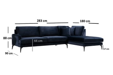 Hörnsoffa Stefphon med Divan Höger - Blå - Möbler - Soffa - Divansoffa & schäslongsoffa