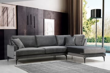 Hörnsoffa Stefphon med Divan Höger - Svart - Möbler - Soffa - Divansoffa & schäslongsoffa