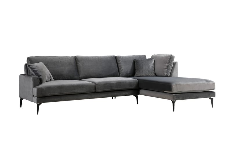 Hörnsoffa Stefphon med Divan Höger - Svart - Möbler - Soffa - Divansoffa & schäslongsoffa
