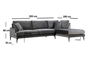 Hörnsoffa Stefphon med Divan Höger - Svart - Möbler - Soffa - Divansoffa & schäslongsoffa