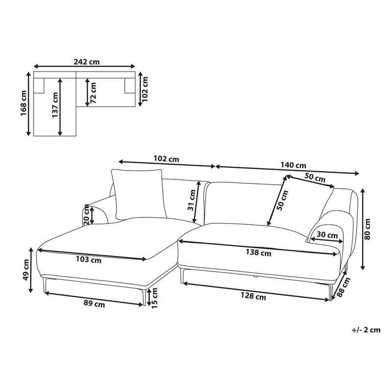 Hörnsoffa Stenum - Ljusbrun, mässing/Högervänd - Möbler - Soffa - Hörnsoffa