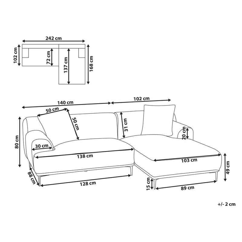 Hörnsoffa Stenum - Vit, mässing/Vänstervänd - Möbler - Soffa - Hörnsoffa - Howard hörnsoffa