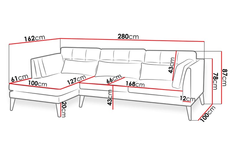 Hörnsoffa Vänster Gregan - Grå - 4 sits soffa med divan - Divansoffa & schäslongsoffa