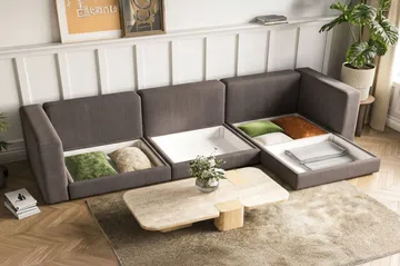 Hagblom 4-sits Divansoffa med Förvaring Vändbar - Mörkgrå - Möbler - Soffa - Divansoffa & schäslongsoffa - 4 sits soffa med divan
