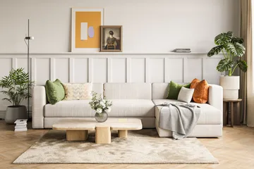 Hagblom 4-sits Vändbar Divansoffa 320 cm med Förvaring i Manchestertyg - Beige - Möbler - Soffa - Divansoffa & schäslongsoffa - 4 sits soffa med divan
