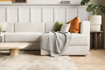 Hagblom 4-sits Vändbar Divansoffa 320 cm med Förvaring i Manchestertyg - Beige - Möbler - Soffa - Divansoffa & schäslongsoffa - 4 sits soffa med divan