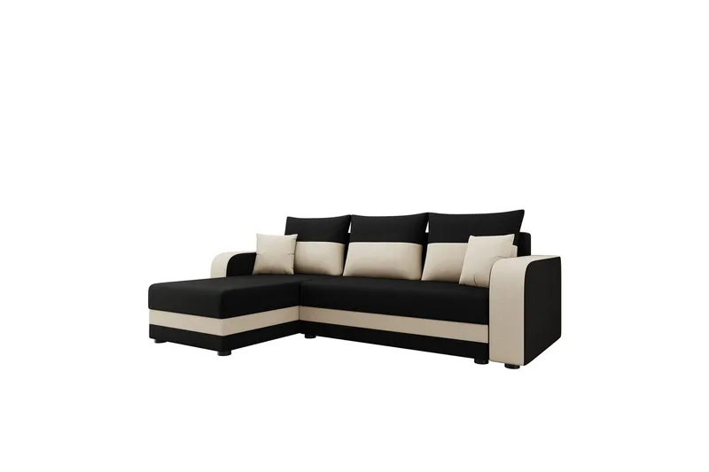 Hewlet Soffa med Divan 3-sits, Svart/Beige