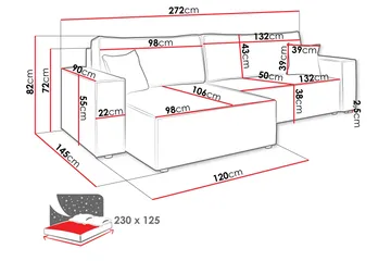 Hobson Soffa med Divan 3-sits - Rosa - Möbler - Soffa - Divansoffa & schäslongsoffa - 3 sits soffa med divan