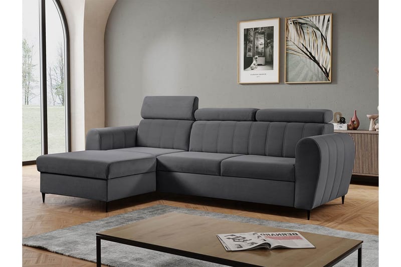 Hoffman Soffa med Divan 3-sits - Grå - Möbler - Soffa - Divansoffa & schäslongsoffa - 3 sits soffa med divan