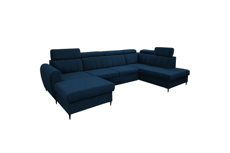Hoffman Soffa med Divan och Schäslong 4-sits, Blå