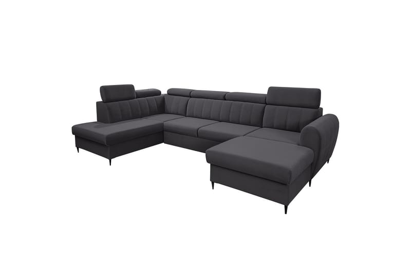 Hoffman Soffa med Divan och Schäslong 4-sits, Mörkgrå