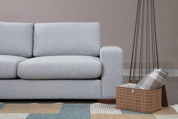 Huelva 3-sits Vänster L-formad Divansoffa Djup med Fotpall i Tyg - Grå - Möbler - Soffa - Divansoffa & schäslongsoffa