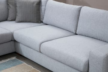 Huelva 3-sits Vänster L-formad Divansoffa Djup med Fotpall i Tyg - Grå - Möbler - Soffa - Divansoffa & schäslongsoffa