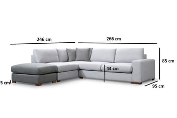 Huelva 3-sits Vänster L-formad Divansoffa Djup med Fotpall i Tyg - Grå - Möbler - Soffa - Divansoffa & schäslongsoffa