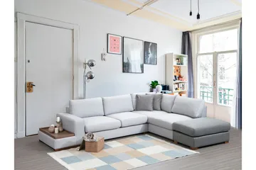 Huelva 5-sits Högervänd L-formad Divansoffa 308 cm med Schäslong i Tyg - Grå - Möbler - Soffa - Divansoffa & schäslongsoffa