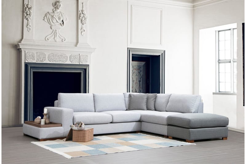 Huelva 5-sits Högervänd L-formad Divansoffa 308 cm med Schäslong i Tyg - Grå - Möbler - Soffa - Divansoffa & schäslongsoffa