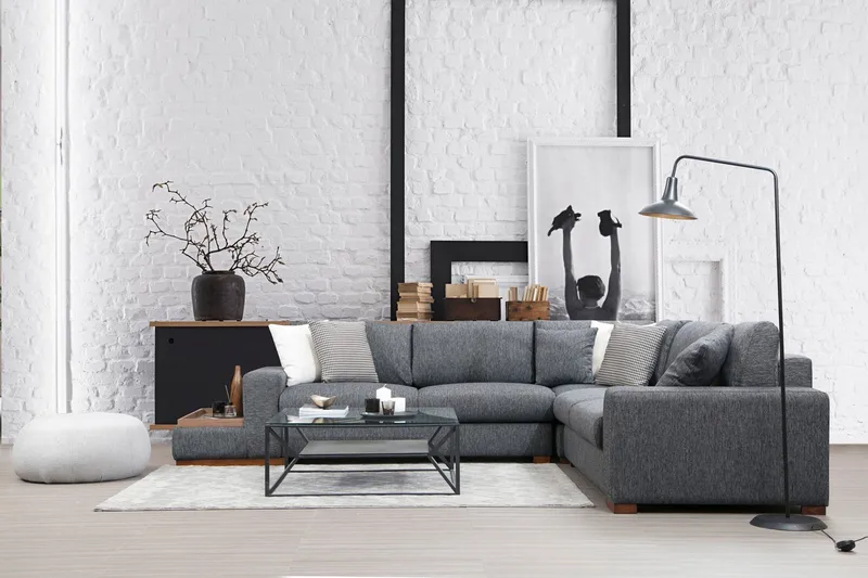 Huelva Divansoffa - Grå - Möbler - Soffa - Hörnsoffa - Hörnsoffa med divan