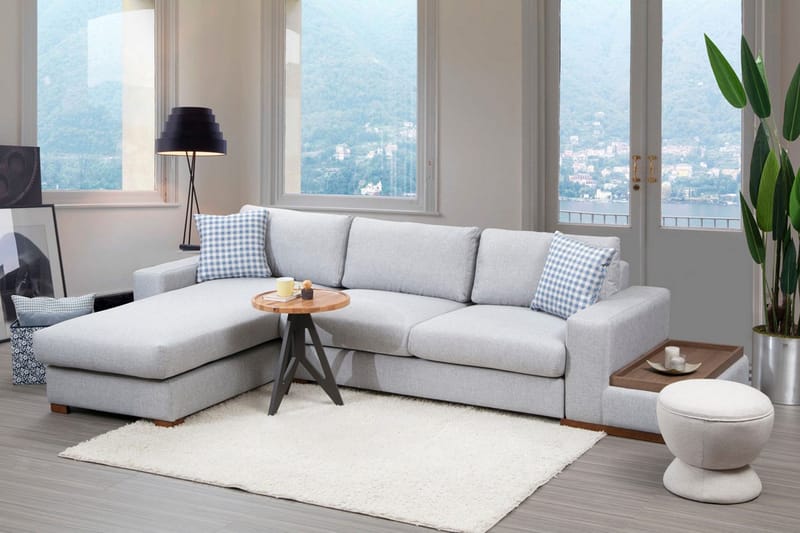 Huelva Vänstervänd L-formad Divansoffa med Schäslong 332 cm i Tyg - Grå - Möbler - Soffa - Divansoffa & schäslongsoffa