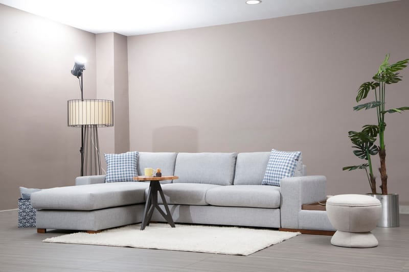 Huelva Vänstervänd L-formad Divansoffa med Schäslong 332 cm i Tyg - Grå - Möbler - Soffa - Divansoffa & schäslongsoffa