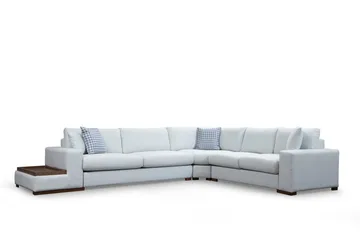 Huelva Vänstervänd L-formad Hörnsoffa 363 cm i Tyg med Sidobord - Beige - Möbler - Soffa - Hörnsoffa