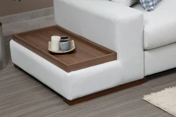 Huelva Vänstervänd L-formad Hörnsoffa 363 cm i Tyg med Sidobord - Beige - Möbler - Soffa - Hörnsoffa