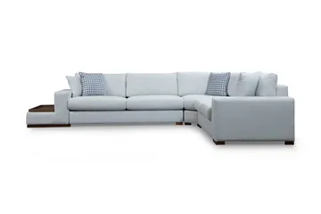 Huelva Vänstervänd L-formad Hörnsoffa 363 cm i Tyg med Sidobord - Beige - Möbler - Soffa - Hörnsoffa