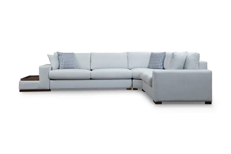 Huelva Vänstervänd L-formad Hörnsoffa 363 cm i Tyg med Sidobord, Beige