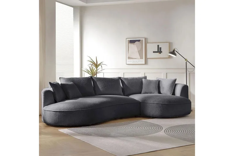 Hungirr Soffa med Divan 4-sits - Mörkgrå - Möbler - Soffa - Divansoffa & schäslongsoffa - 4 sits soffa med divan