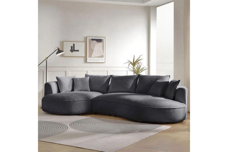 Hungirr Soffa med Divan 4-sits - Mörkgrå - Möbler - Soffa - Divansoffa & schäslongsoffa - 4 sits soffa med divan